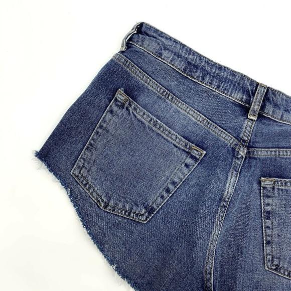 Topshop Shorts Kiri Denim High Rise Cutoff Fray - Picture 10 of 12